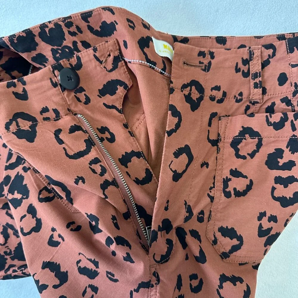 Maeve Anthropologie The Colette Wide Leg Crop Pants Size 30 Cheetah Print - Picture 5 of 11